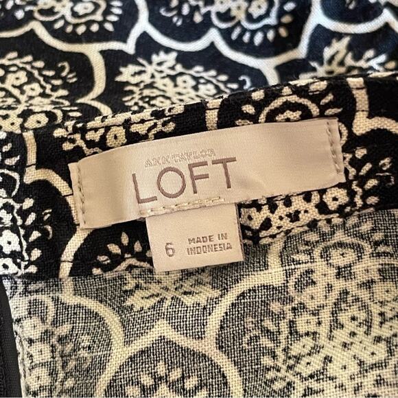 LOFT 6 mini skirt black white business casual floral professional work wear - Picture 8 of 8